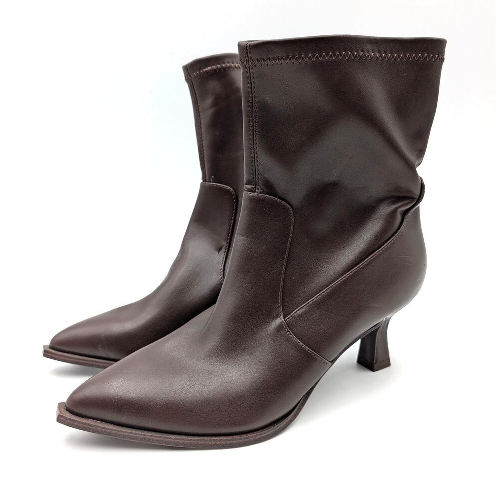 DV by Dolce Vita Lalana Kitten Heel Ankle Boots Women's Brown Size US7 EU37.5